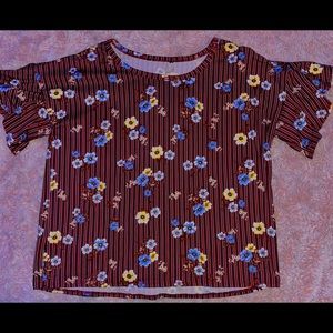 striped graphic floral shirt